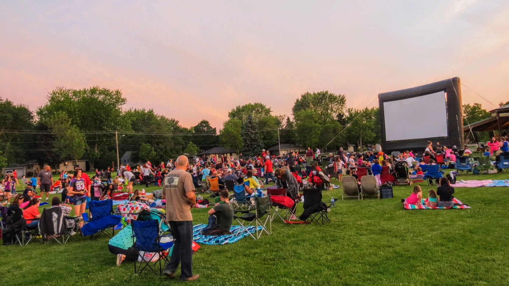 Participants Gather for a Movie at the Band Shell
