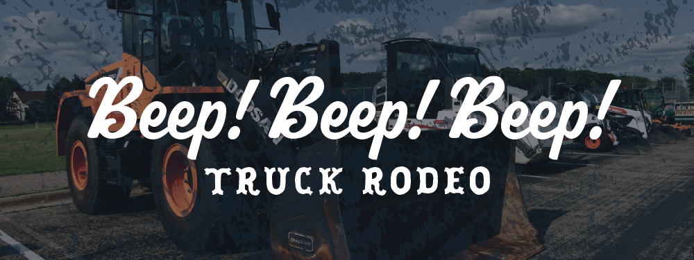 Image of construction vehicles with text "Beep! Beep! Beep! Truck Rodeo"