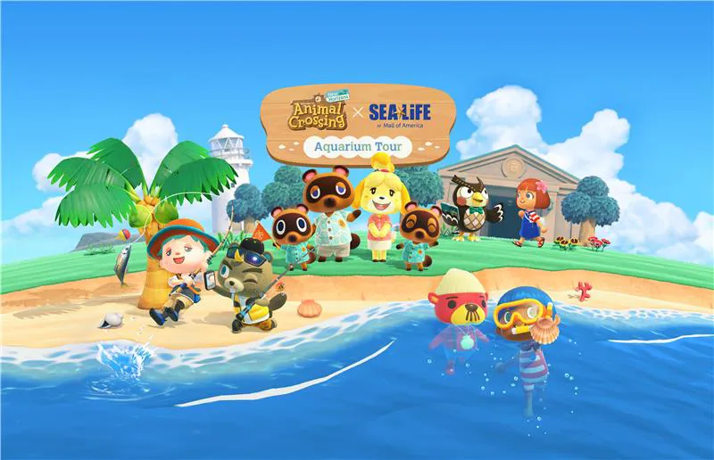 Animal Crossing Aquarium Tour illustration for SEA LIFE at Mall of America